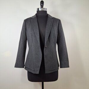 Womans Grey Business Career Suit Peplum Blazer Jacket Sz M Stretch Comfort